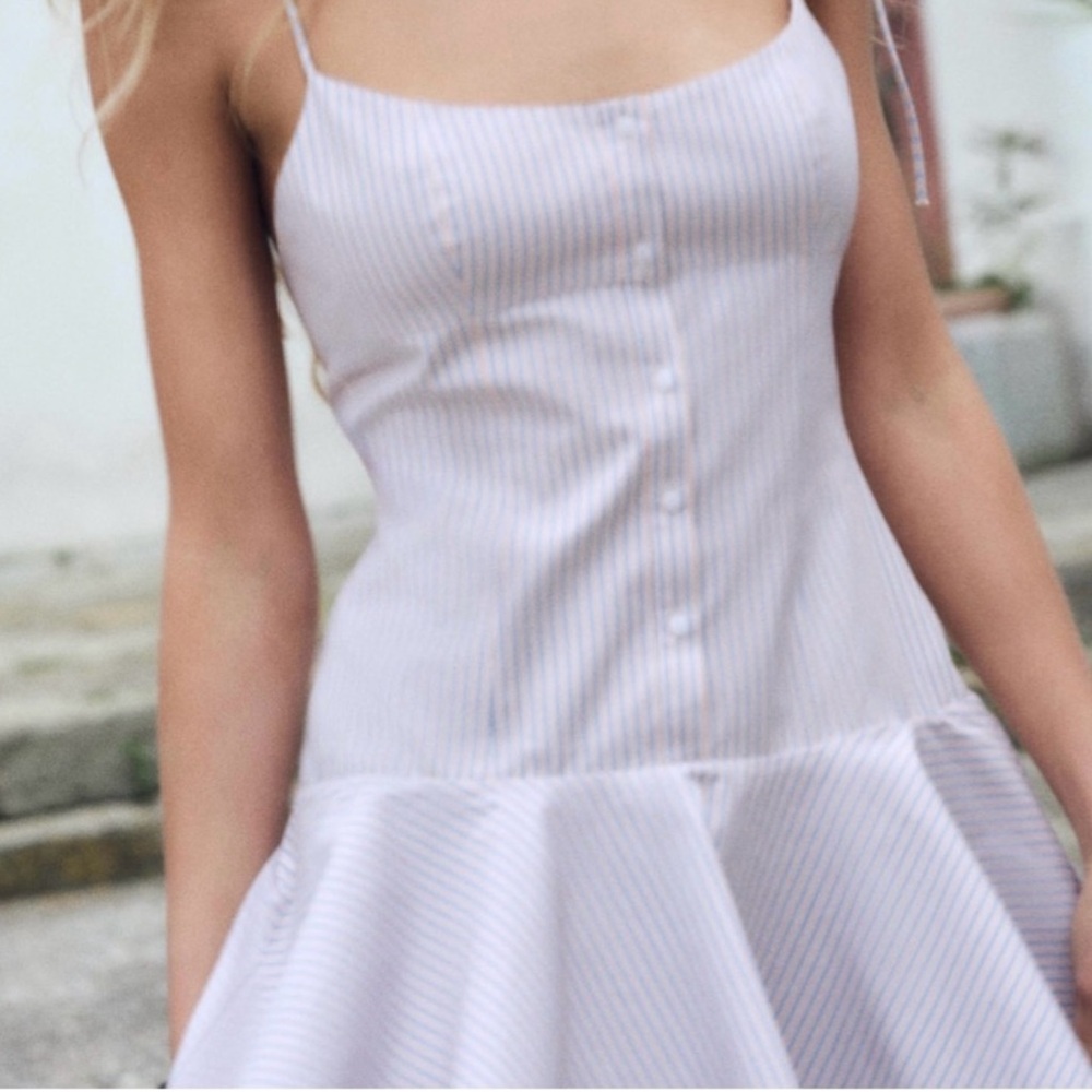 NEVER WORN - Zara Pinstripe Mini Dress with Tie Straps